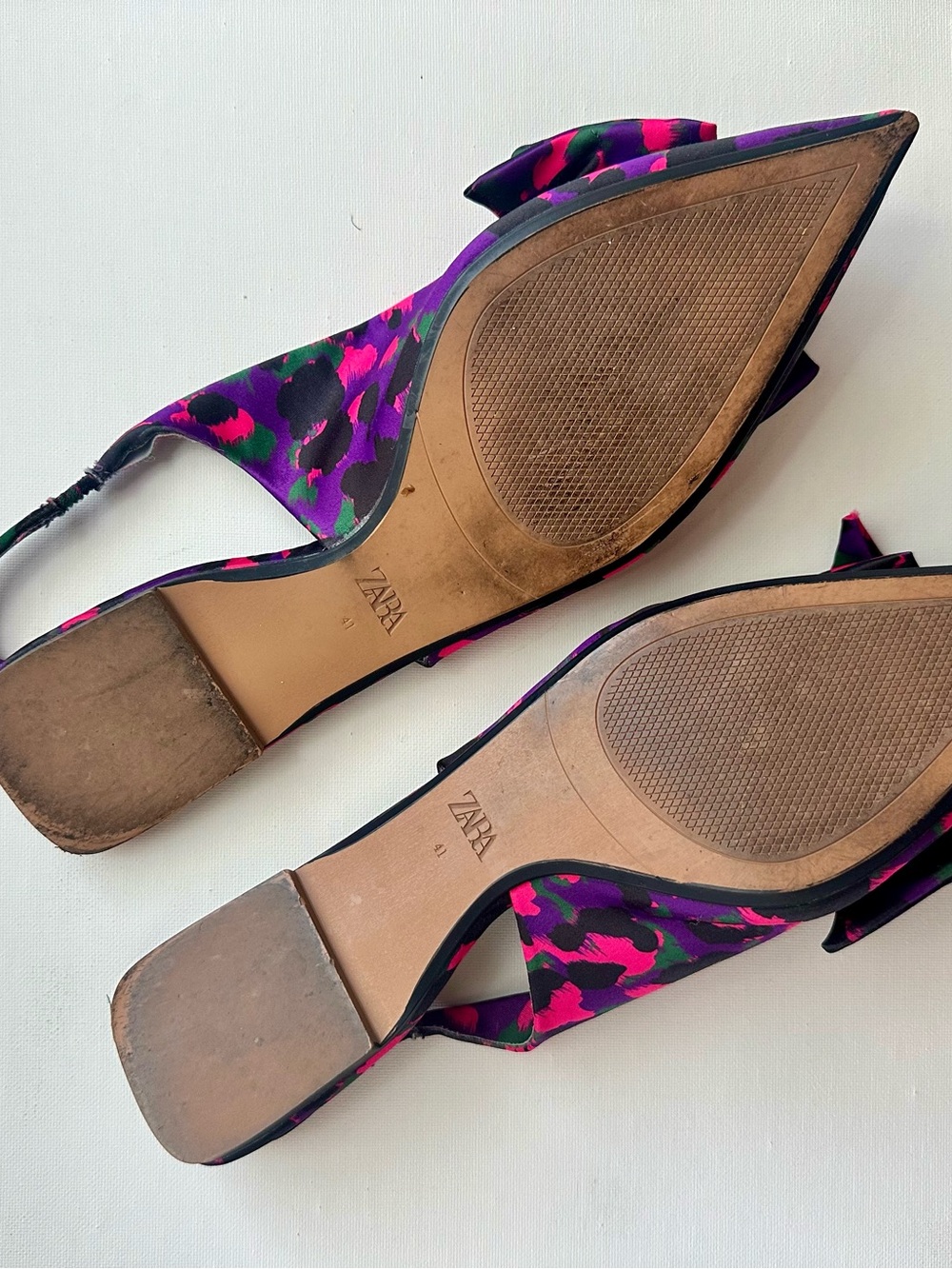 Zara Pointed Slingback Flats in Fuchsia & Purple Animal Print - Picture 5 of 5